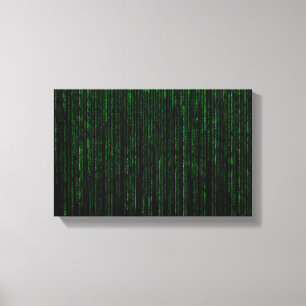 Nerdy Green Computer Code Canvas Afdruk