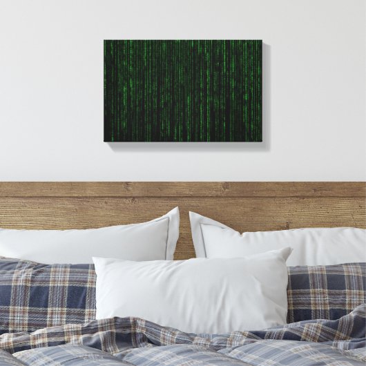 Nerdy Green Computer Code Canvas Afdruk (Insitu (Slaapkamer))