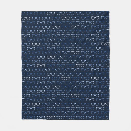 Nerdy Hipster glazen patroon blauw Fleece Deken (Voorkant)