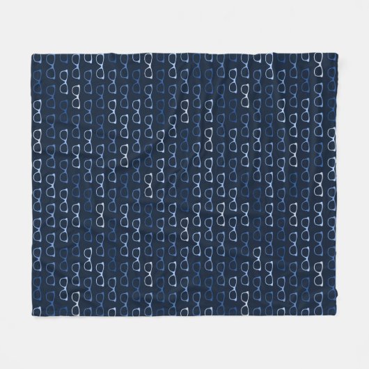 Nerdy Hipster glazen patroon blauw Fleece Deken (Voorkant (Horizontaal))