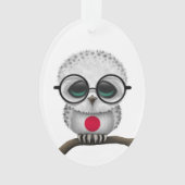 Nerdy Japanse Baby Owl Chic Ornament (voorkant)