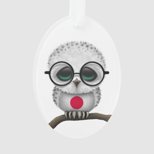 Nerdy Japanse Baby Owl Chic Ornament (achterkant)