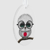 Nerdy Japanse Baby Owl Chic Ornament (voorkant)