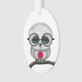 Nerdy Japanse Baby Owl Chic Ornament (voorkant)