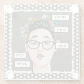 Nerdy meisjes heersen over de wereld glazen onderzetter (Achterkant)