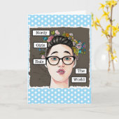 Nerdy meisjes heersen over de wereld kaart (Gele Bloem)