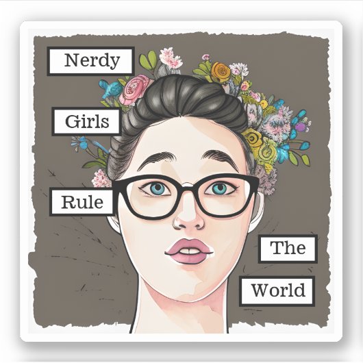 Nerdy meisjes heersen over de wereld sticker (Voorkant)