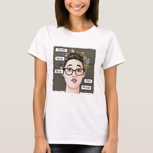 Nerdy meisjes heersen over de wereld t-shirt (Voorkant)
