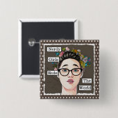 Nerdy meisjes heersen over de wereld vierkante button 5,1 cm (Voorkant /achterkant)