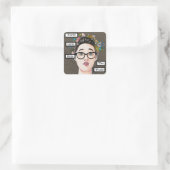 Nerdy meisjes heersen over de wereld vierkante sticker (Tas)