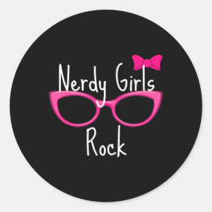 Nerdy Meisjes Rock T Shirt Gamer Geek Chic Leuk Sc Ronde Sticker