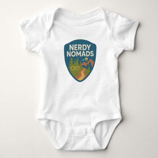 Nerdy Nomads Baby Bodysuit – Schattig Adventure Aw (Voorkant)