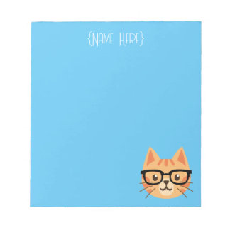 Nerdy Oranje Cat Notitieblok - Aangepaste naam