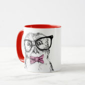 Nerdy owl kijkt naar je mok (Voorkant links)