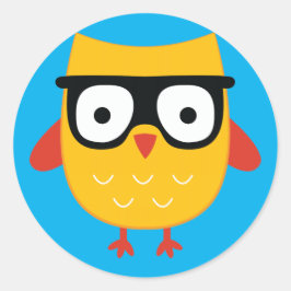 Nerdy owl ronde sticker