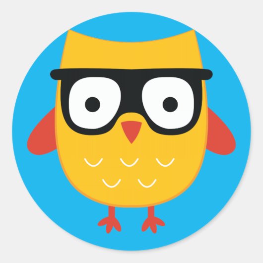 Nerdy owl ronde sticker (Voorkant)