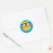 Nerdy owl ronde sticker (Envelop)