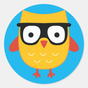 Nerdy owl ronde sticker