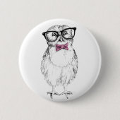 Nerdy Owlet - kleine en slimme inkttekening Ronde Button 5,7 Cm (Voorkant)