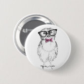 Nerdy Owlet - kleine en slimme inkttekening Ronde Button 5,7 Cm (Voorkant /achterkant)