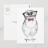 Nerdy Owlet small and    smartink tekening Briefkaart (Voorkant / Achterkant)