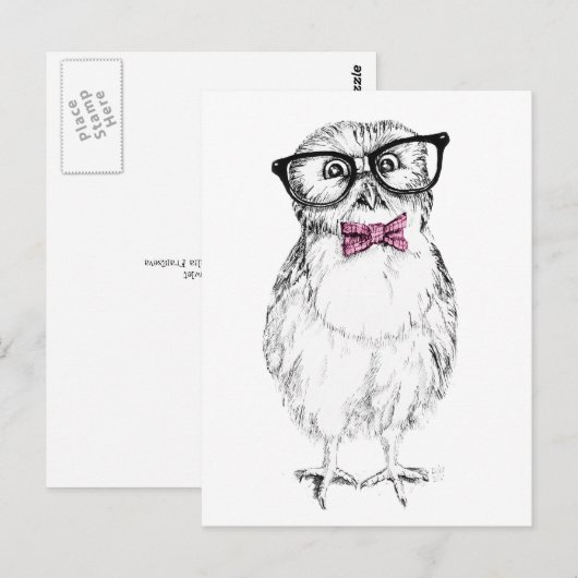 Nerdy Owlet small and    smartink tekening Briefkaart (Voorkant / Achterkant)