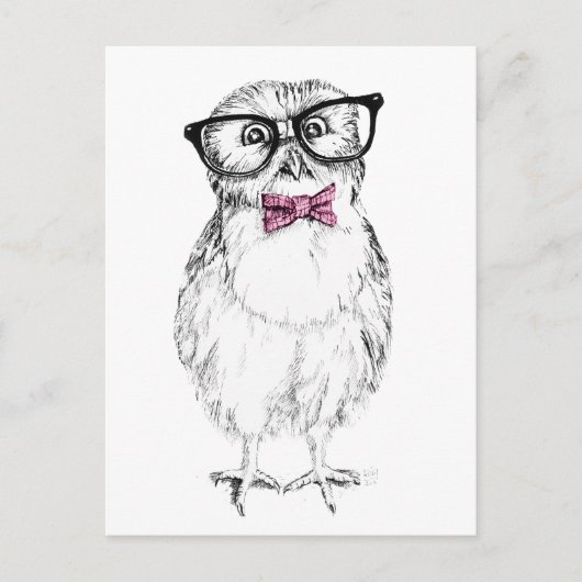 Nerdy Owlet small and    smartink tekening Briefkaart (Voorkant)
