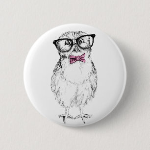 Nerdy Owlet small and    smartink tekening Ronde Button 5,7 Cm