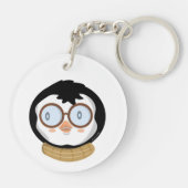 Nerdy Penguin Boy AcrylSleutelhanger Sleutelhanger (Achterkant)