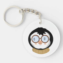 Nerdy Penguin Boy AcrylSleutelhanger Sleutelhanger