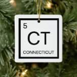 Nerdy Periodic Table Element of Connecticut Keramisch Ornament<br><div class="desc">Show both your nerdy side and your love for your home state/country with this performance chemical symbol design.</div>