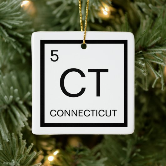 Nerdy Periodic Table Element of Connecticut Keramisch Ornament (Boom)