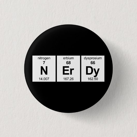 NErDy Periodieke Tabel Ronde Button 3,2 Cm (Voorkant)
