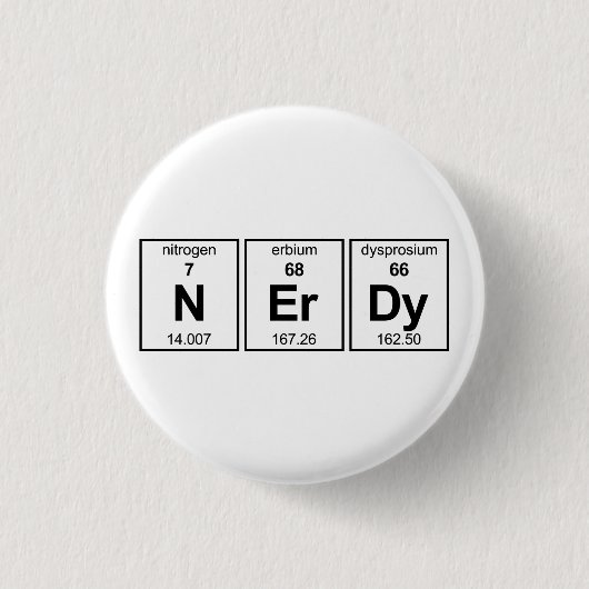 NErDy Periodieke Tabel Ronde Button 3,2 Cm (Voorkant)