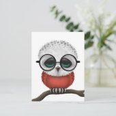 Nerdy Poolse Baby Owl Chic Briefkaart (Staand voorkant)