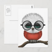Nerdy Poolse Baby Owl Chic Briefkaart (Voorkant / Achterkant)