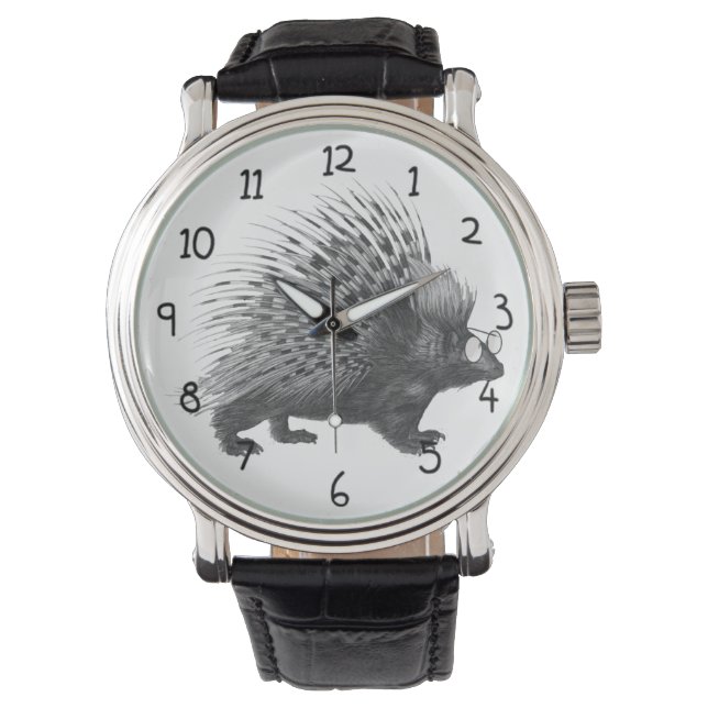 Nerdy Porcupine Horloge (Voorkant)