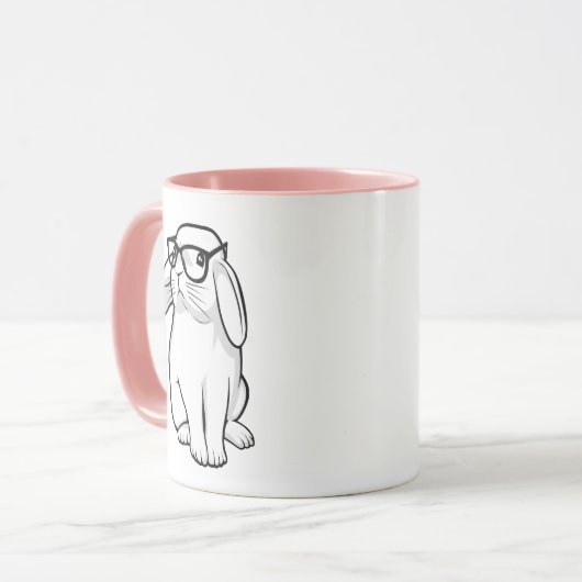 Nerdy Rabbit Cute Bunny Pet met bril Mok (Voorkant links)