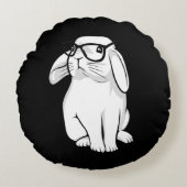 Nerdy Rabbit Cute Bunny Pet met bril Rond Kussen (Voorkant)