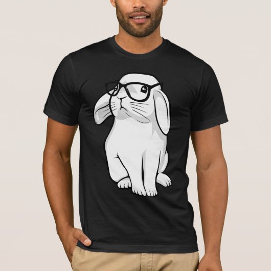 Nerdy Rabbit Cute Bunny Pet met bril T-shirt (Voorkant)