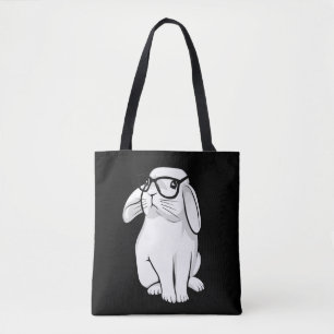 Nerdy Rabbit Cute Bunny Pet met bril Tote Bag