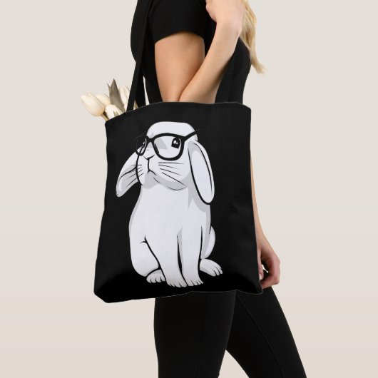 Nerdy Rabbit Cute Bunny Pet met bril Tote Bag (Dichtbij)