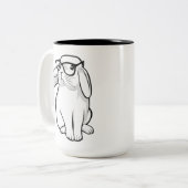Nerdy Rabbit Cute Bunny Pet met bril Tweekleurige Koffiemok (Voorkant links)