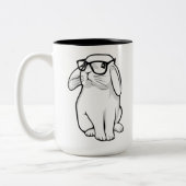 Nerdy Rabbit Cute Bunny Pet met bril Tweekleurige Koffiemok (Links)