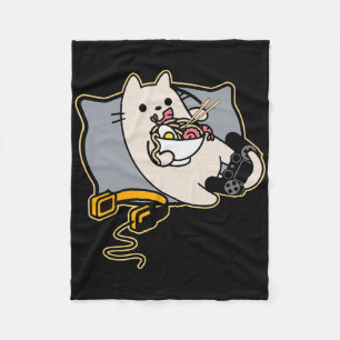Nerdy Ramen Eet Gamer Kat Game Gepauzeerd Fleece Deken