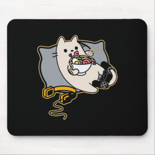 Nerdy Ramen Eet Gamer Kat Game Gepauzeerd Muismat