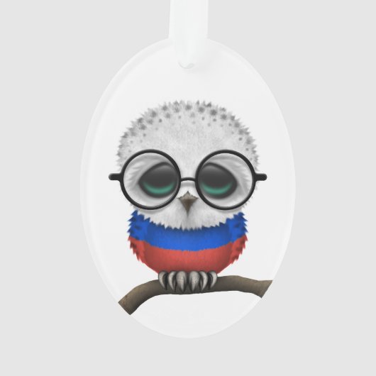 Nerdy Russian Baby Owl Chic Ornament (achterkant)