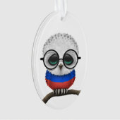 Nerdy Russian Baby Owl Chic Ornament (voorkant)
