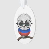 Nerdy Russian Baby Owl Chic Ornament (voorkant)
