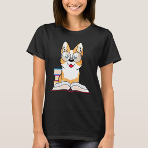 Nerdy Schattig Corgi Puppy Hond Boekenwurm Passion T-shirt